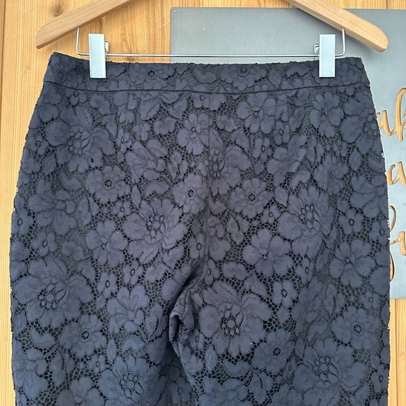 Talbots Size 8p Floral Lace Tailored Scalloped Hem Ankle Pant in Black - Picture 9 of 11